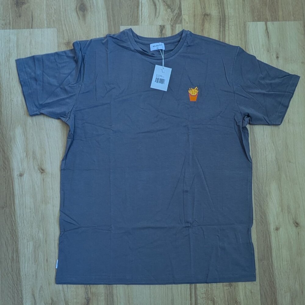 NWT Eubi premier Bamboo Short Sleeve T-Shirt Slate Grey with Fries XXL